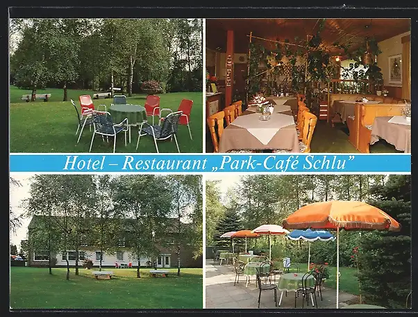 AK Bispingen-Behringen, Hotel-Restaurant Park-Cafe Schlu, Sellhorner Weg 10, Innenansicht, Terrasse