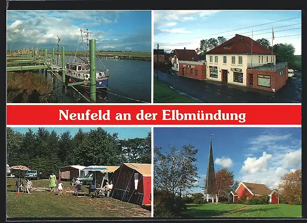 AK Neufeld /Nordsee, Gasthaus zur Börse und Campingplatz Zur Elbmündung