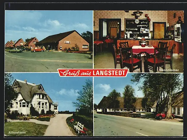 AK Langstedt, Gasthaus A & O, Inneres Gastzimmer, Altersheim