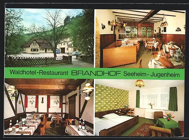 AK Seeheim-Jugenheim im Stettbacher Tal, Waldhotel-Restaurant Brandhof, Innenansichten