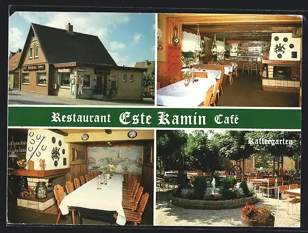 AK Hamburg-Cranz, Restaurant und Cafe, Este Kamin mit Kaffeegarten, Esteteich 23-25