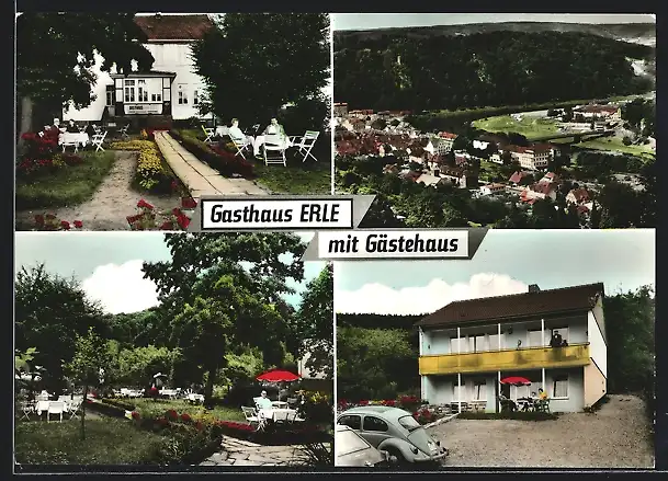 AK Karlshafen /Oberweser, Pension-Gasthaus Erle Emil Göckscha, Garten, Eingang