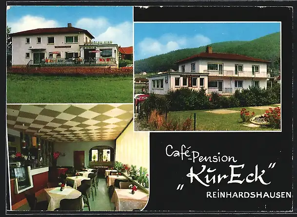 AK Bad Wildungen-Reinhardshausen, Cafe-Pension Kur-Eck, Innenansicht, Garten