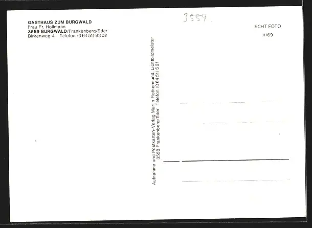 AK Burgwald /Frankenberg /Eder, Gasthaus zum Burgwald Frau Fr. Hollman