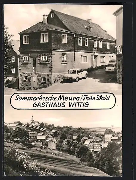 AK Meura, Gasthaus Wittig, Ortsansicht