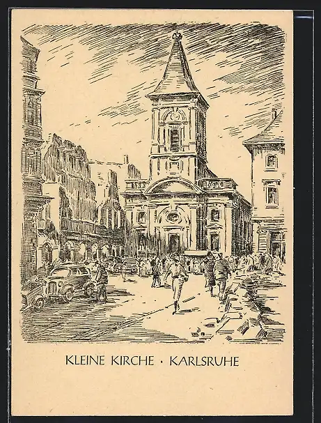 Künstler-AK Karlsruhe, Kleine Kirche