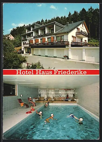 AK Stryck bei Willingen, Hotel Haus Friederike, Innenansicht Schwimmbad