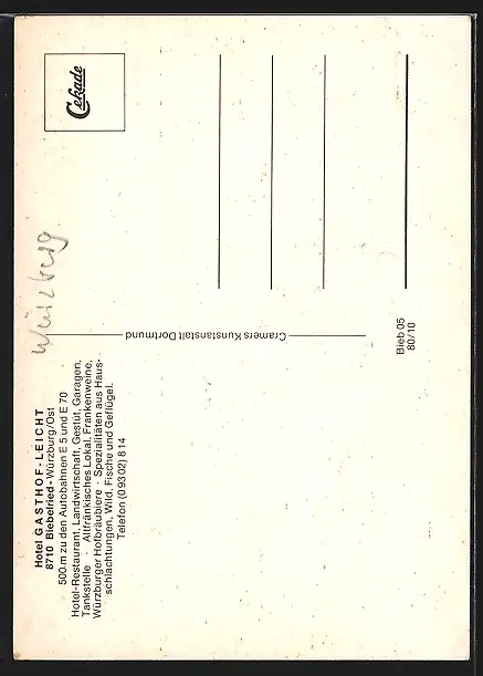 AK Biebelried, Hotel Gasthof Leicht, Speiseraum, Innenhof