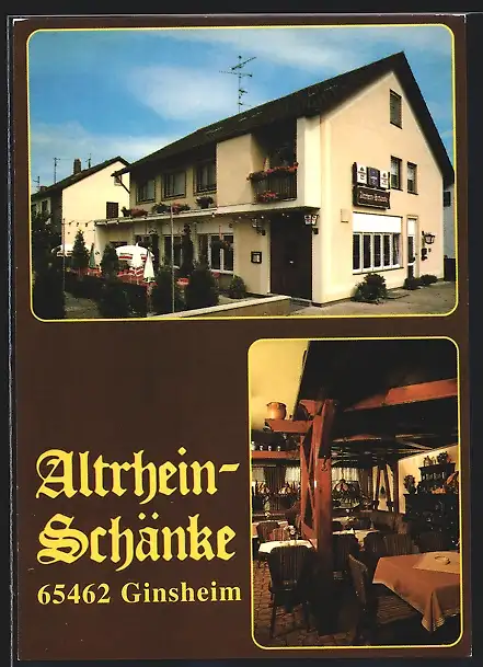 AK Ginsheim, Gasthaus Altrhein-Schänke E. Schneider, Mainzer Strasse 51, Innenansicht