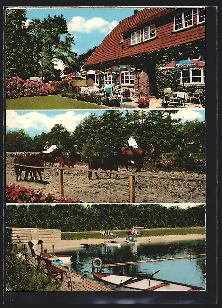 AK Dänikhorst, Neumanns Pony-Hof Günther Neumann, Reitplatz, Uferpartie