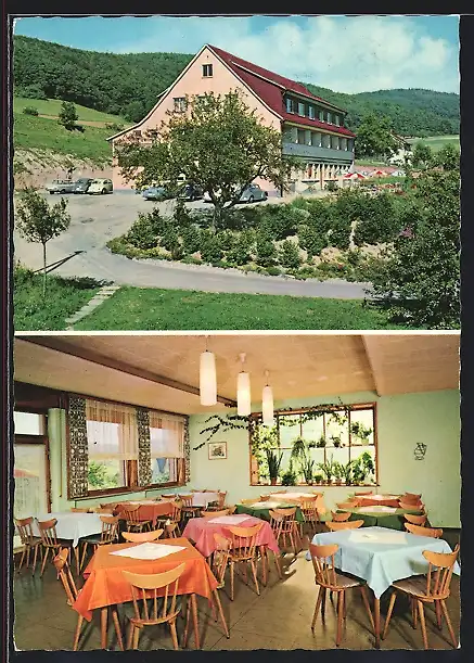 AK Kirschhausen /Odenwald, Restaurant-Cafe-Pension Haus Lulay, Innenansicht