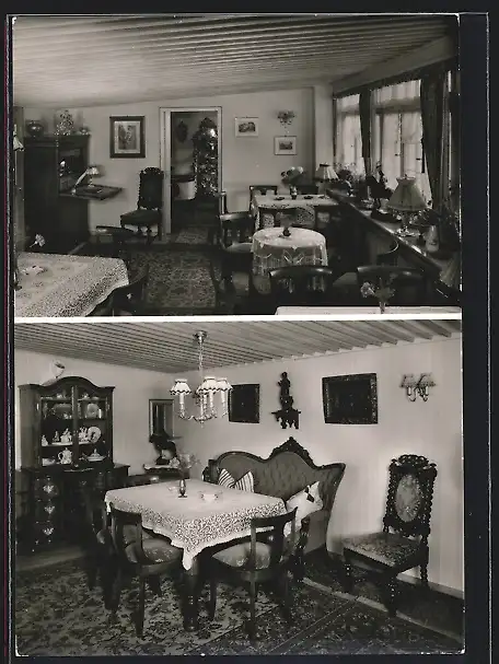 AK Kappel / Villingen, Gasthof Mühlenklause, Blick in das Speisezimmer