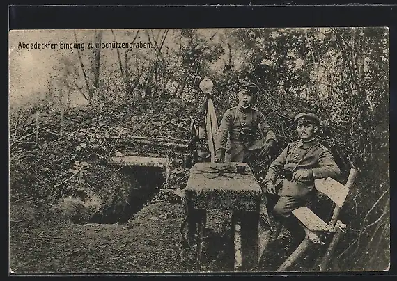 AK Abgedeckter Eingang zum Schützengraben, Offiziere