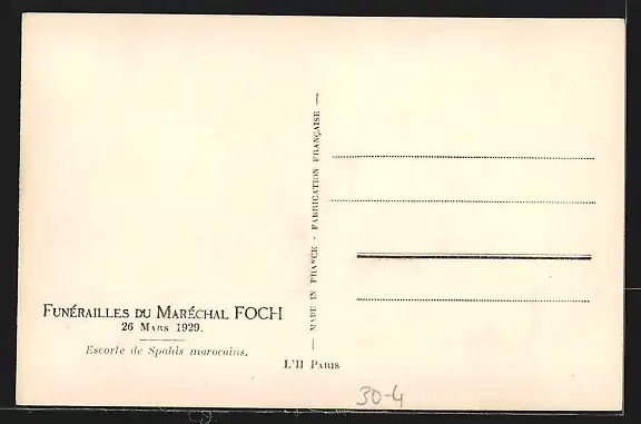 AK Funérailles du Maréchal Foch 26.03.1929, Escorte de Spahis Marocains