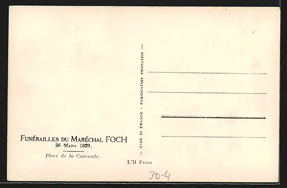 AK Paris, Funérailles du Maréchal Foch 1929, Place de la Concorde