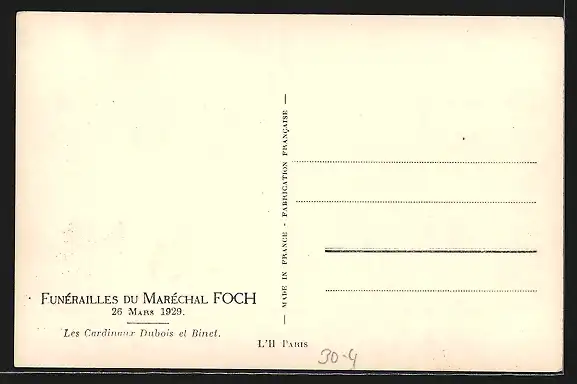 AK Funérailles du Maréchal Foch 26.03.1929, Les Cardinaux Dubois et Binet