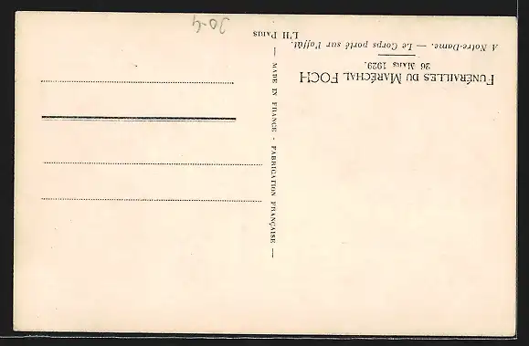 AK Notre-Dame, Funérailles du Heerführer Maréchal Foch 1929, Le Corps porté sur l`affût