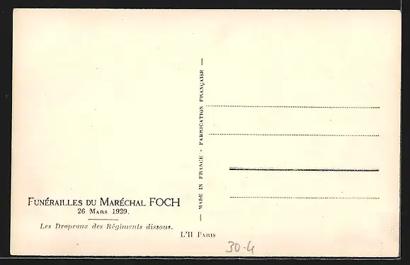 AK Funérailles du Maréchal Foch, 26.03.1929, Les Drapeaux des Régiments dissous