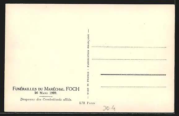 AK Funérailles du Maréchal Foch, 26.03.1929, Drapeaux des Combattants alliés