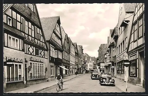 AK Lübbecke in Westfalen, Lange Strasse mit Gasthaus Lübbecker Hof