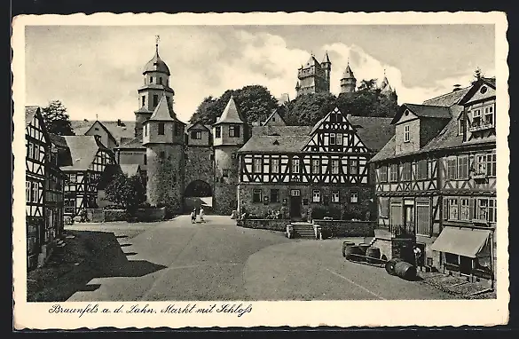 AK Braunfels / Lahn, Markt mit Schloss