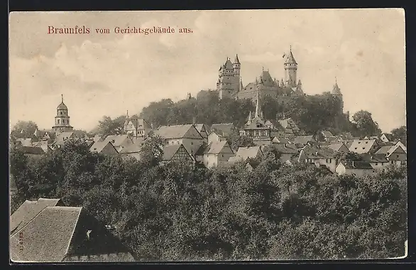 AK Braunfels, Teilansicht mit Schloss vom Gerichtsgebäude aus