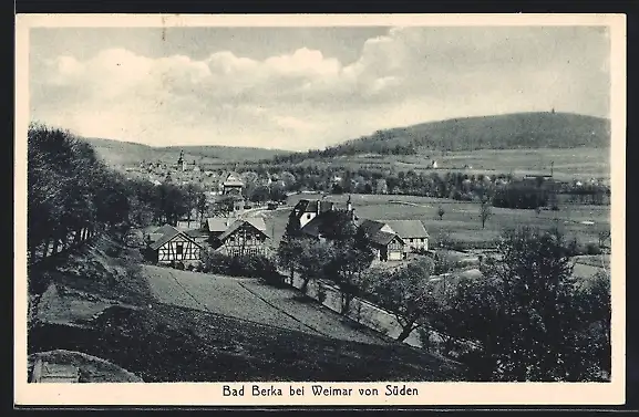 AK Bad Berka bei Weimar, Ortspartie von Süden