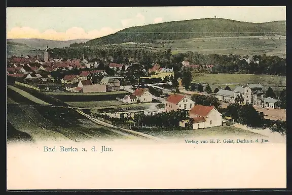 AK Bad Berka, Ortspartie in den Bergen