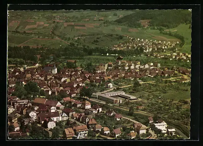 AK Nidda / Oberhessen, Luftaufnahme der Ortschaft