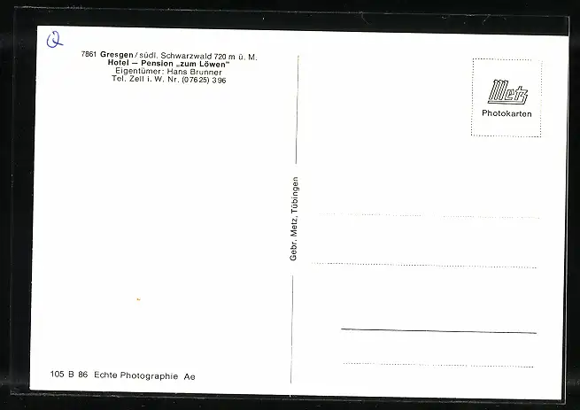 AK Gresgen i. südl. Schwarzwald, Hotel-Pension zum Löwen mit Grünanlage