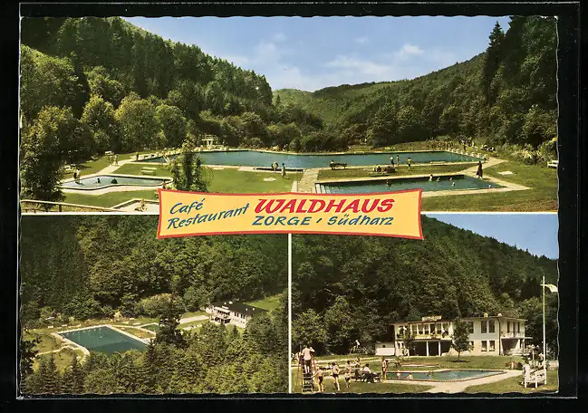 AK Zorge / Südharz, Café-Restaurant Waldhaus am Schwimmbad, Inh. Elisabeth Kühl