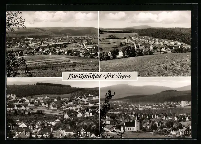 AK Buschhütten / Siegen, Mehrfachansichten der Ortschaft