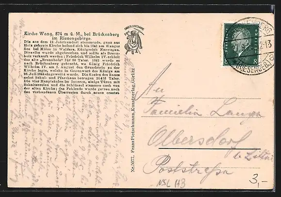 AK Brückenberg, Kirche Wang mit Pastorhäusern