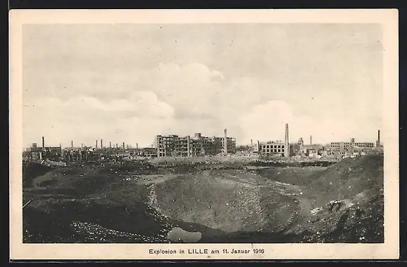 AK Lille, Explosion 1916, Zerstörte Ortspartie