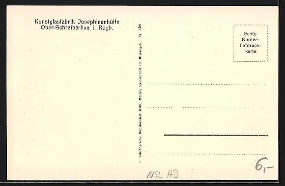 AK Ober-Schreiberhau, Kunstglasfabrik Josephinenhütte, gegr. 1842, Arbeiter bei der Glasherstellung