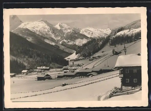 AK Gerlos / Zillertal, Panorama mit Torhelm im Winter