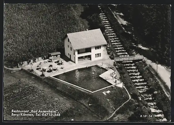 AK Berg / Kärnten, Restaurant Bad Annenheim, Luftbild