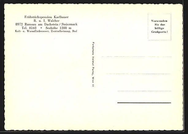 AK Ramsau am Dachstein / Steiermark, Frühstückspension Karlbauer, Bes. R. u. I. Walcher