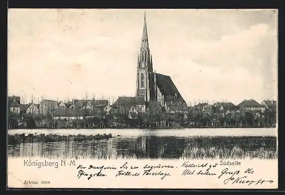 AK Königsberg, Ortsansicht mit Kirche