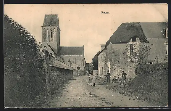 AK Gorges, Strassenpartie bei der Kirche