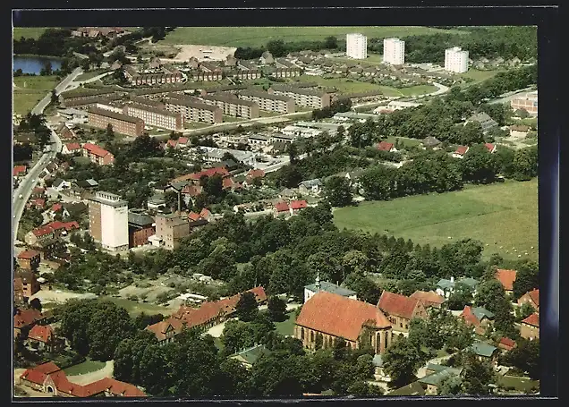 AK Preetz / Holst., Luftaufnahme der Ortschaft