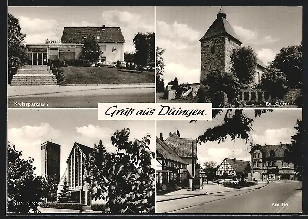 AK Duingen, Kreissparkasse, Ev. Kirche, Kath. Kirche, Am Tie