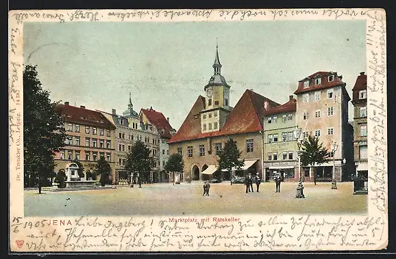 AK Jena, Marktplatz mit Gasthaus Ratskeller