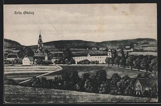 Künstler-AK Zella /Rhön, Ortspartie