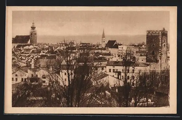 AK Mühldorf, Totalansicht mit Blick zu den Kirchen