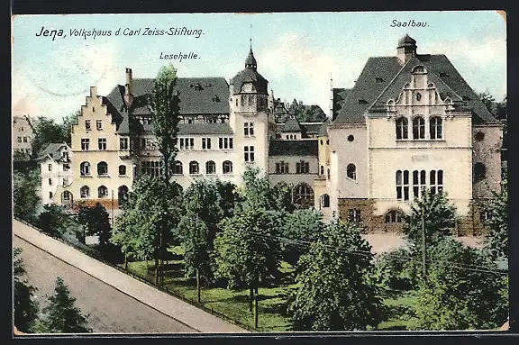 AK Jena, Volkshaus b. Carl-Zeiss-Stiftung, Saalbau und Lesehalle