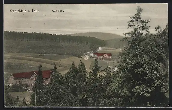 AK Kranichfeld i. Thür., Panorama mit Walkmühle