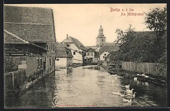 AK Bad Berka a.d. Ilm, Blick von der Linde zur Kirche