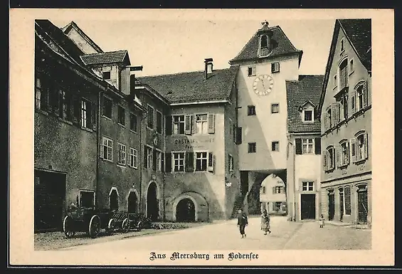 AK Meersburg am Bodensee, Strassenpartie mit Gasthaus