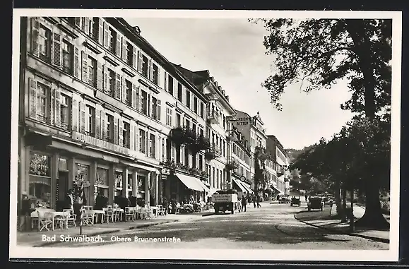 AK Bad Schwalbach, Obere Brunnenstrasse mit Konditorei & Cafe
